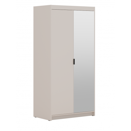 Szafa dwudrzwiowa z lustrem 90 cm TRINO beżowa